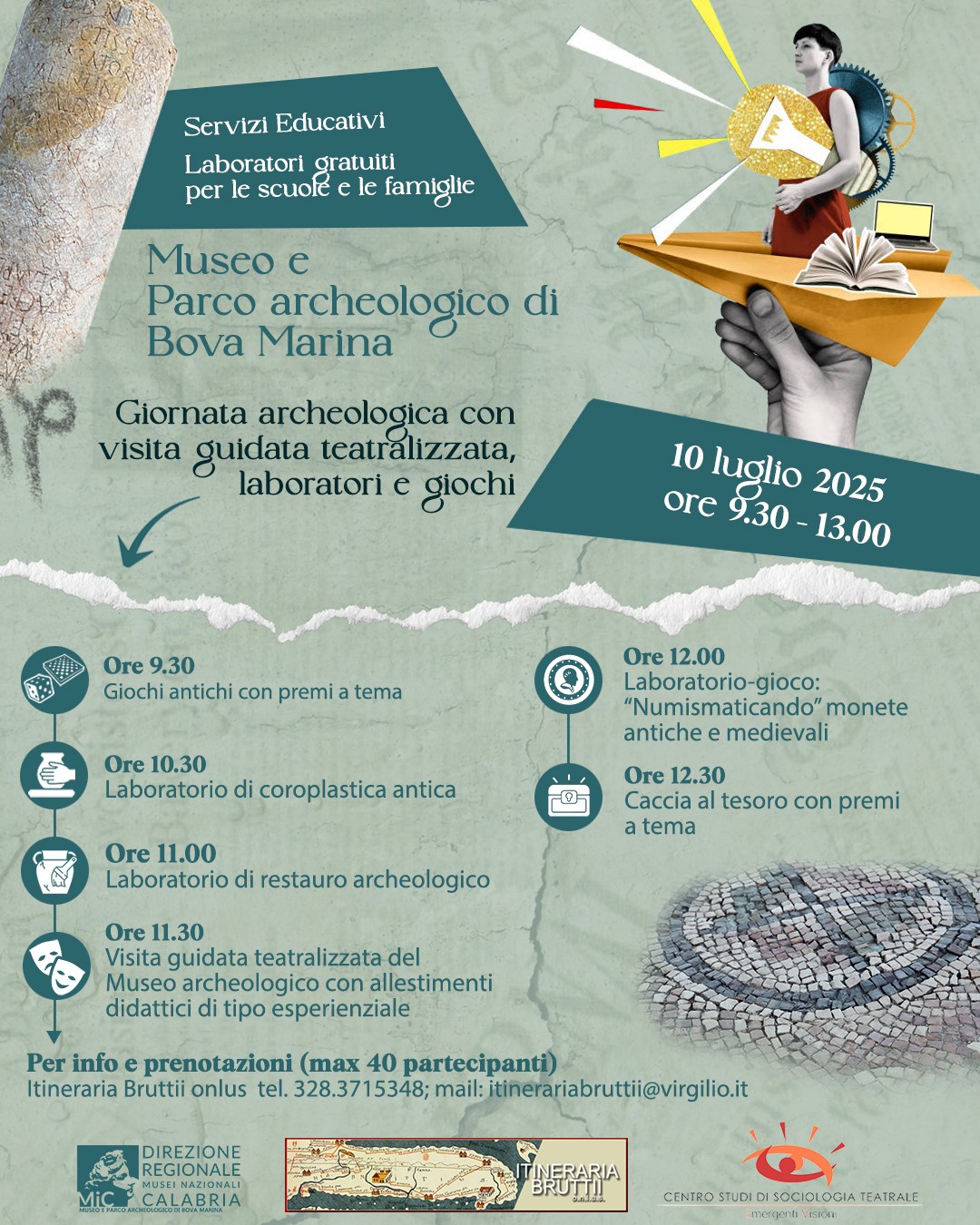 Giornata archeologica a Bova Marina con visita guidata teatralizzata, laboratori e giochi